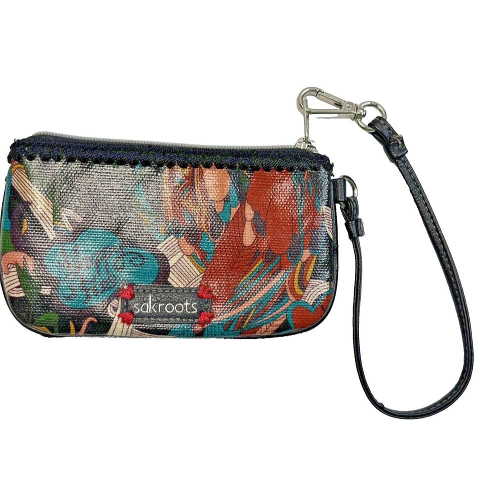 Sakroots Happy & Free‎ Wristlet With Attached Key Ring Pockets